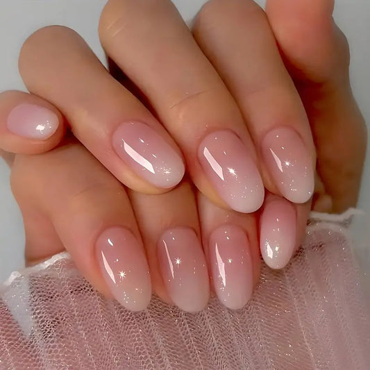 Glossy Acrylic Pink Gradient Nails