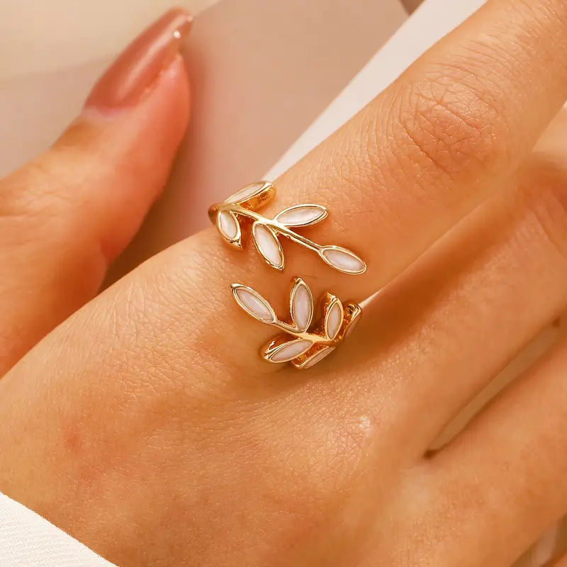 Luxury Leaf Drop Glaze Open Ring