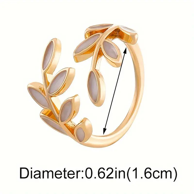 Luxury Leaf Drop Glaze Open Ring