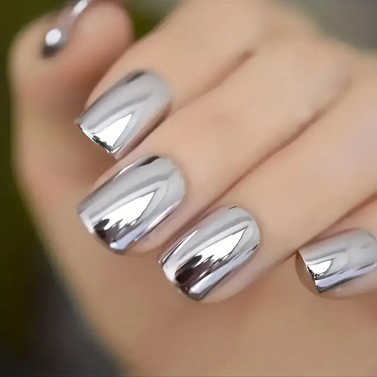 Metallic Silvery Punk Style Nails