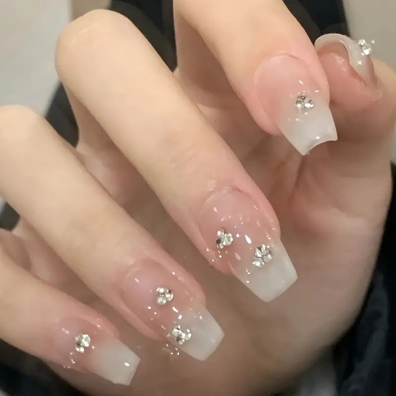 Ballerina Nails with Rhinestones