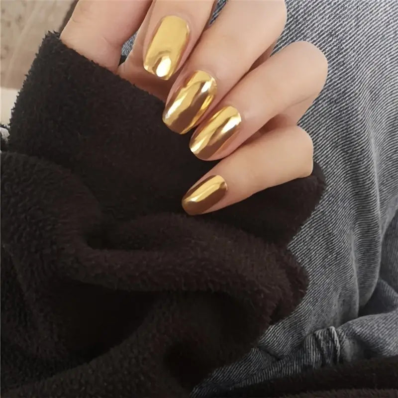 Golden press-on nails