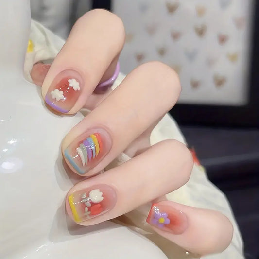 Colorful Flower Rainbow Nail Art Stickers