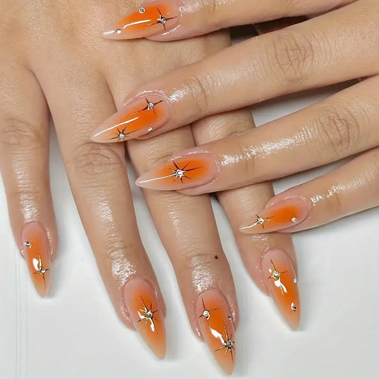 Bright Orange Gradient Press On Nails