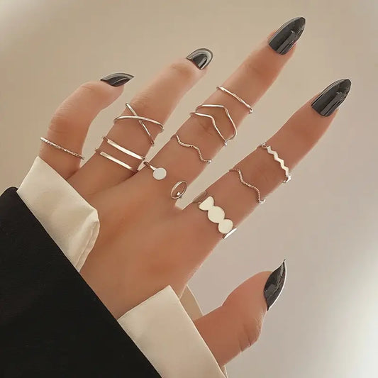 Monochrome Geometric Open Rings Set