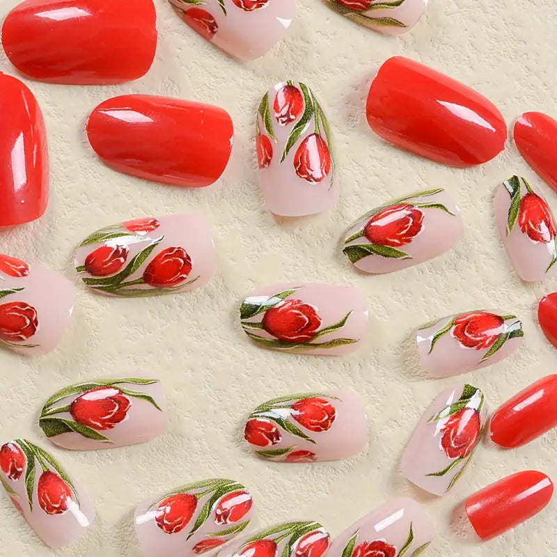 Valentine's Day Red Rose Nails