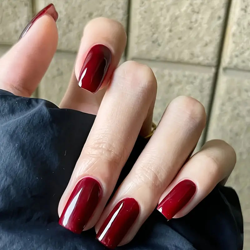 Burgundy Glossy Press-On Nails