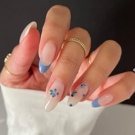 Blue French Tip Press On Nails