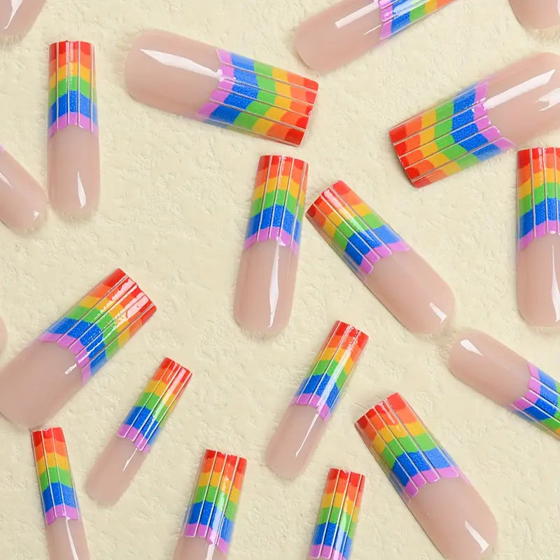 Summer French Rainbow Nails