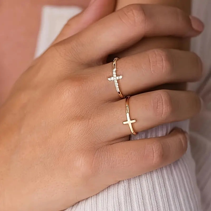 Minimalist Cross Cuff Ring