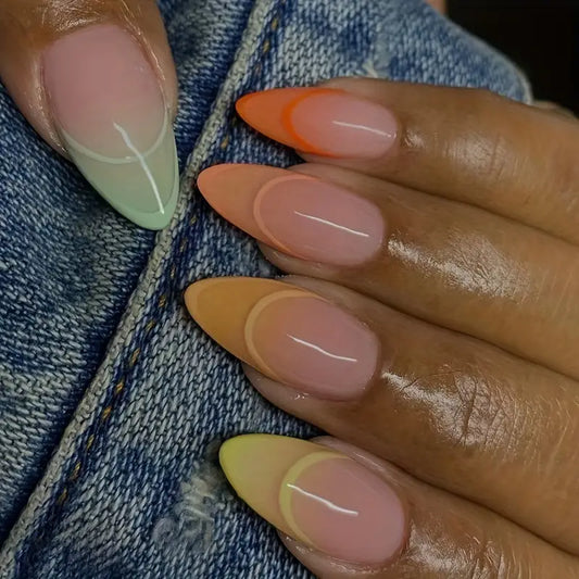 Colorful French Tip Press On Nails