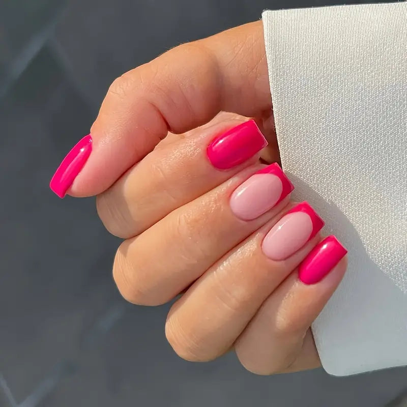 French Tip Nails, Pinkish Design