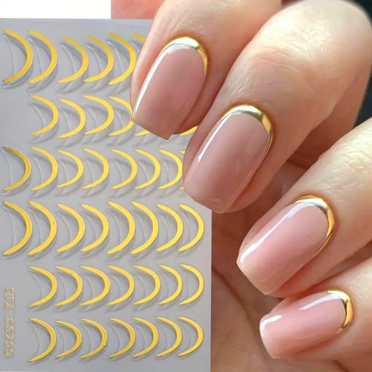 3D French Tips Nail Stickers