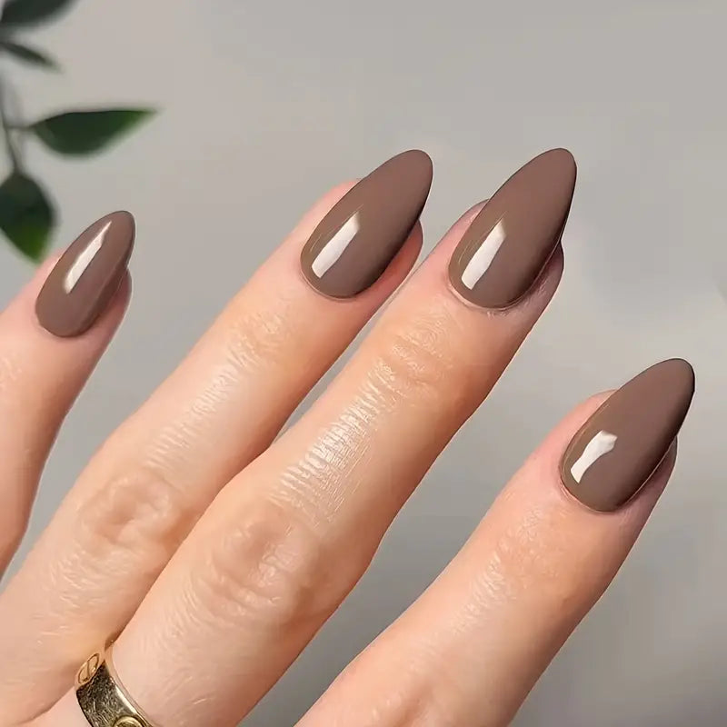 Short Almond Shape Glossy Nails