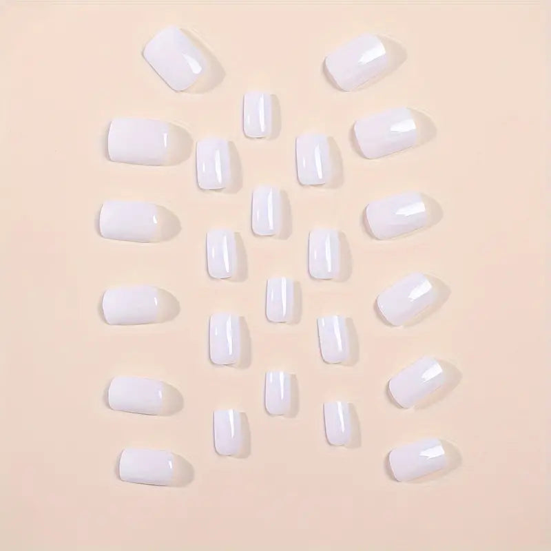 Milk White Solid Color Nails