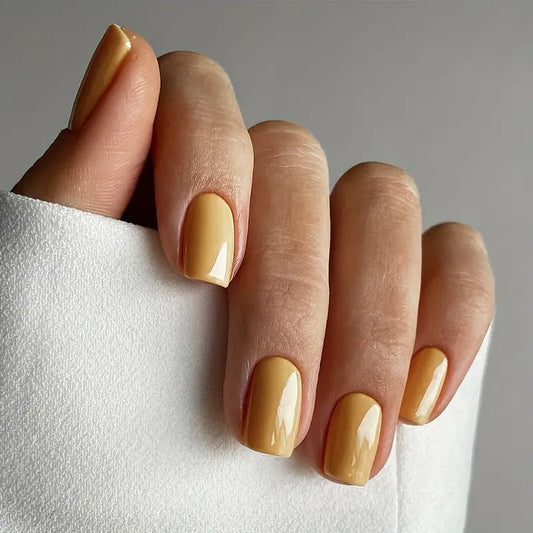 Glossy Yellow Press On Nails