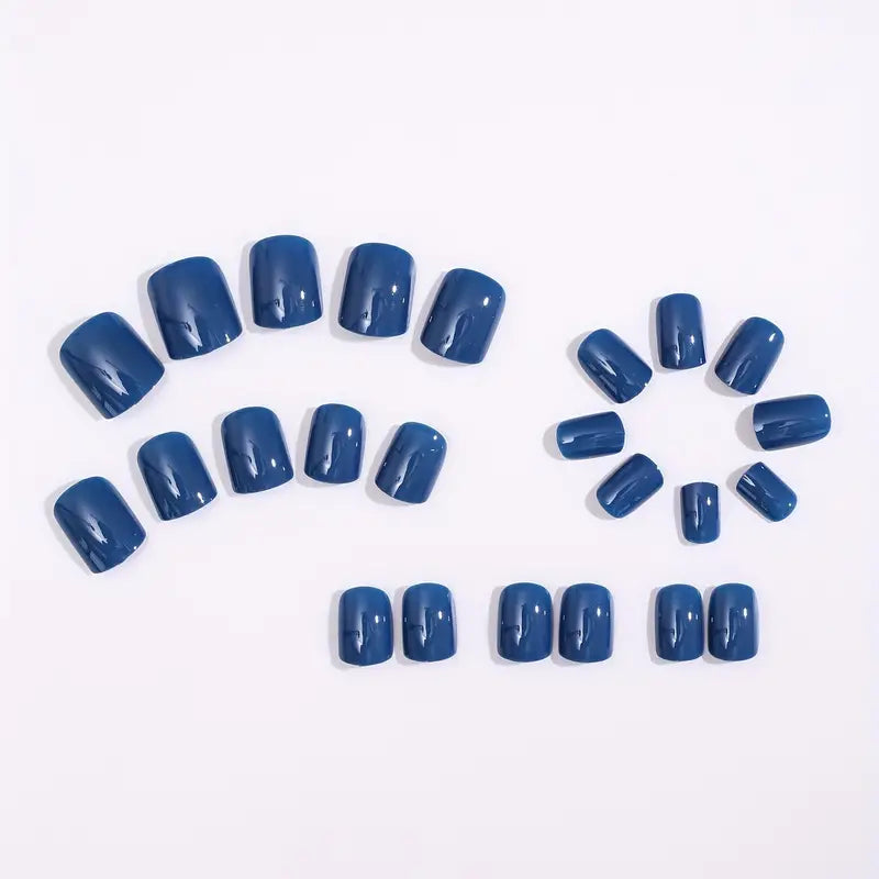 Dark Blue Square Press On Nails