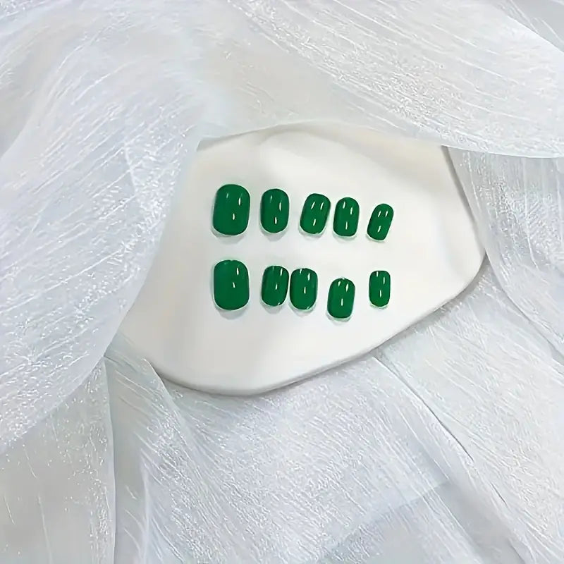 Glossy Green Press On Nails