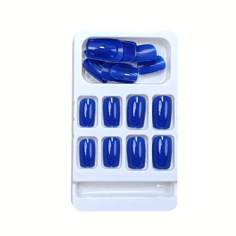 Glossy Dark Blue Solid Nails