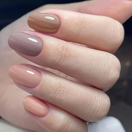 Short Shape Brown Series Nails