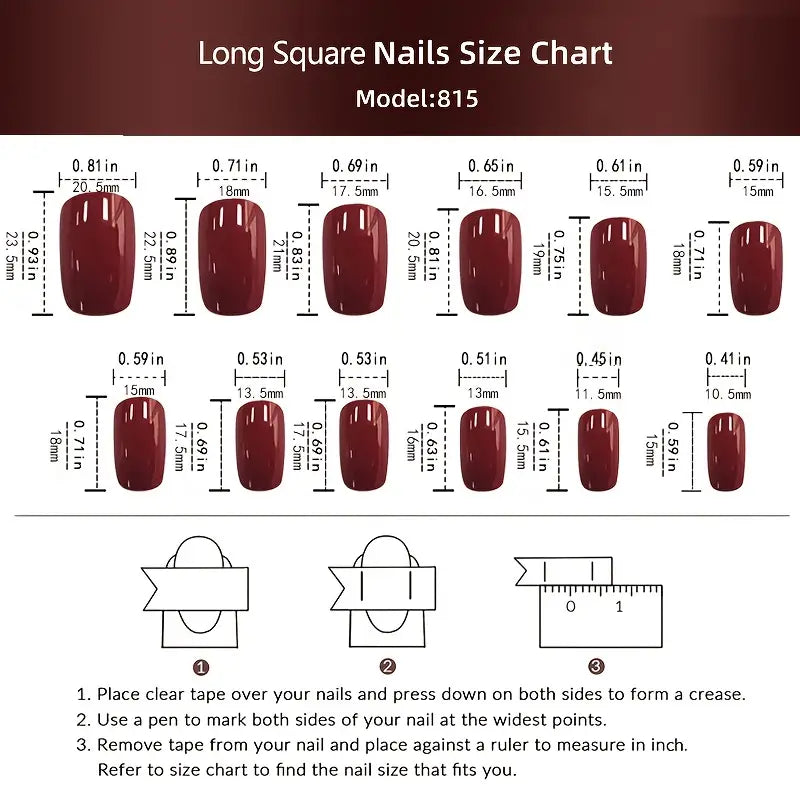 Burgundy Glossy Press-On Nails