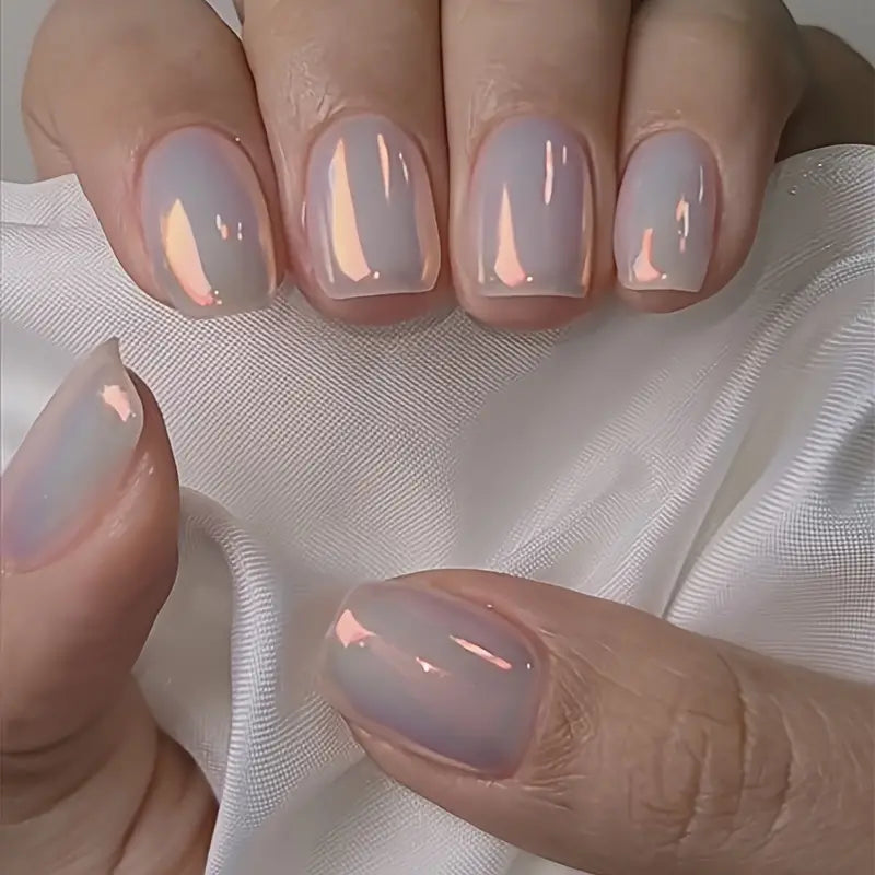 Metal Plating Acrylic Pinkish Nails