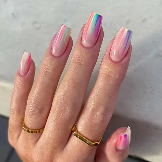 Medium square nails with colorful