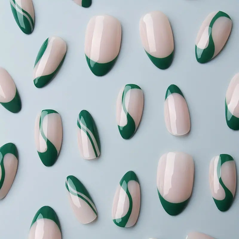 Green Almond French Tip Nails