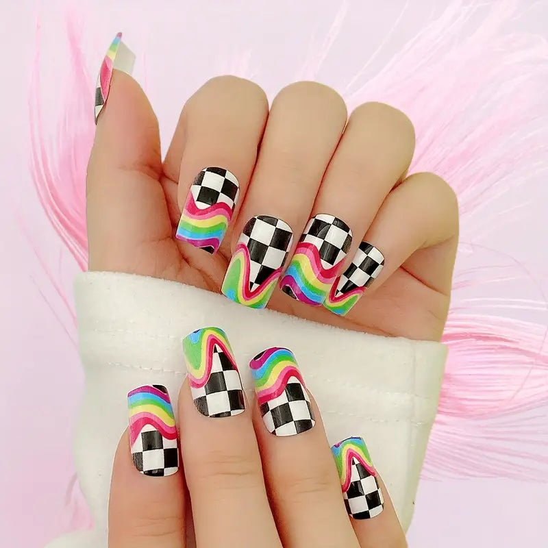 Rainbow French Press On Nails