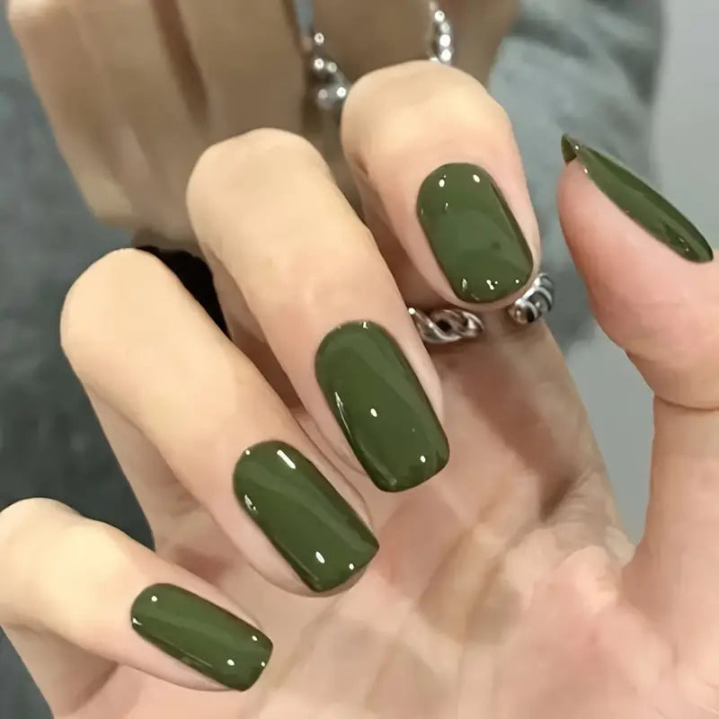 Dark Green Ballerina Fake Nails