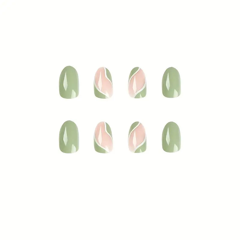 Green Acrylic Press On Nails